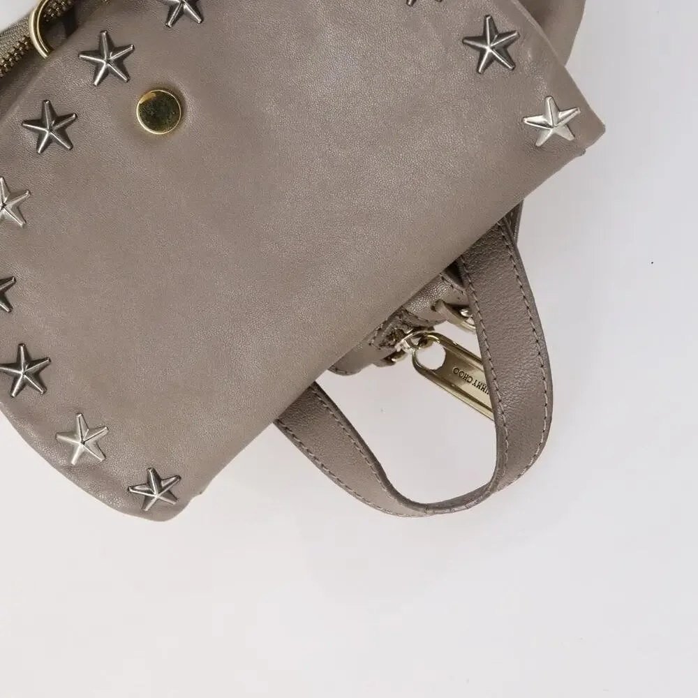 Jimmy Choo Leather Studs Backpack Beige